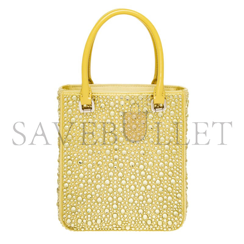PRADA SMALL SATIN TOTE BAG WITH CRYSTALS 1BA331 (17.5*15*5cm) 